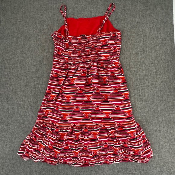 LOFT‎ Sundress Spaghetti Straps  Ruffled Mini Dress Sz 6 Red Orange Green White - Picture 12 of 16